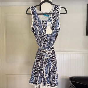 NWT Tori Richard Womens Navy & White Romper  w/pocket SZ: S & L Available